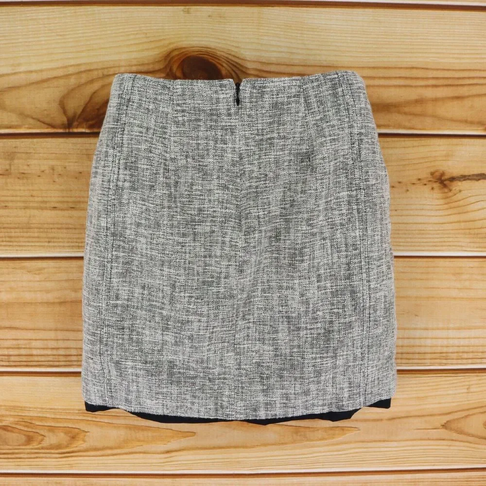 Ann Taylor LOFT A-Line Skirt Womens 00P‎ Gray Heathered Cotton Lined Zip Closure